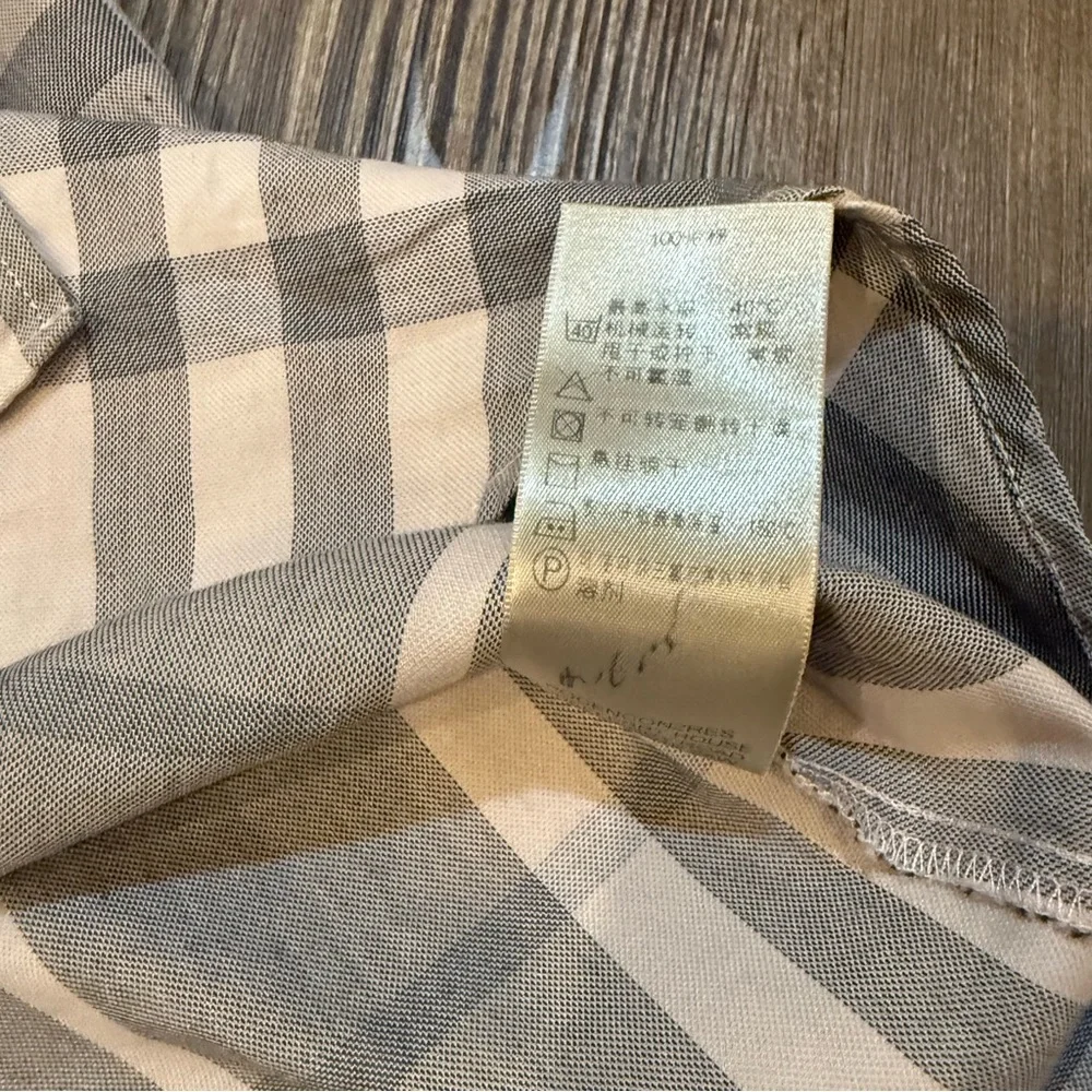 BURBERRY BRIT Women’s 3/4 Sleeve Plaid Button Down 100% Cotton Shirt Size Medium - Picture 11 of 12